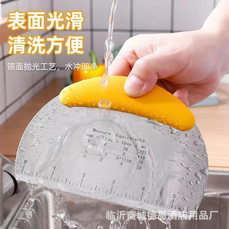 Stainless Steel Dough Scraper with Scale, Household Scraper, Cake and Dough Baking Tool with Flour Scale
