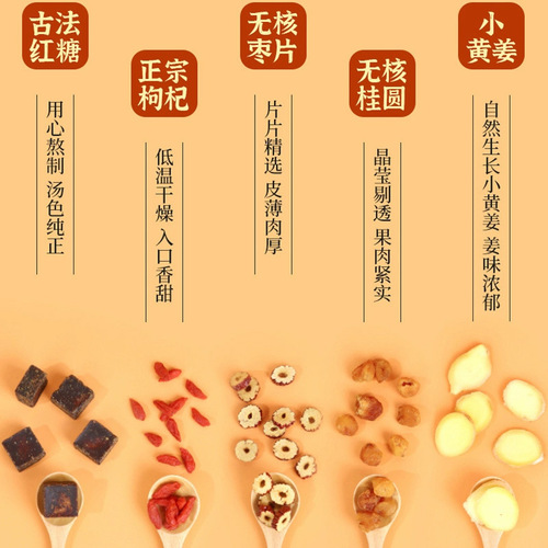 Tianming Liangcao Red Sugar Ginger Jujube Tea 150g Boxed Longan Jujube Goji Berry Tea Winter Health Nourishing Tea