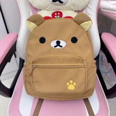 自作高颜値日系かわいいズック茶色刺繍熊百合学生ソフト妹ランドセル超萌えかばん