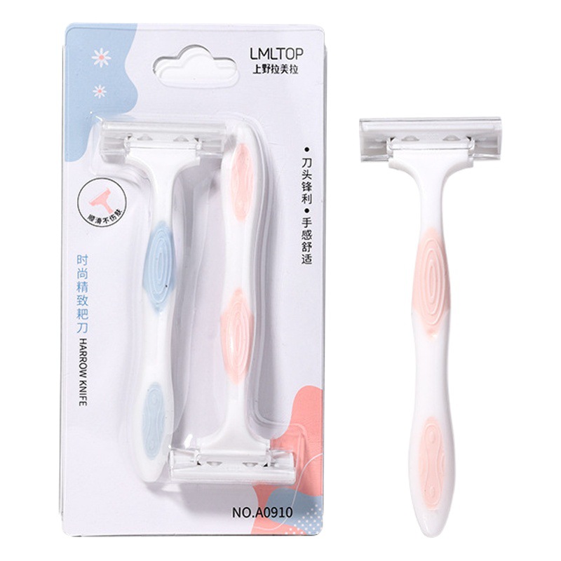 LMLTOP 2-piece Rake cuchillo axila cuchillo de pelo de doble capa antideslizante cuchillo de afeitar axila removedor de pelo al por mayor A0910