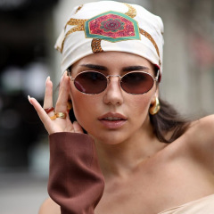 欧美老钱风金属太阳镜女高级感复古港风时尚眼镜ins小框墨镜男士