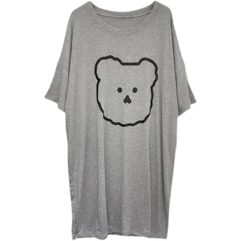 Japón coreano en línea ins oso delgado pijama de manga corta mujer verano suelto pijama larga ropa para el hogar