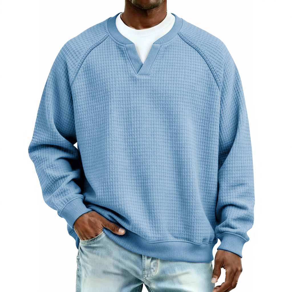 Cross-Border European and American Autumn and Winter Long-Sleeved V Neck Raglan Sweatshirt for Men 3D Printed Men's V Neck Plug-In Sweatshirt