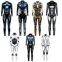 2023跨境机器铠甲3D数码印花修身显瘦长袖cos紧身连体衣男女批发