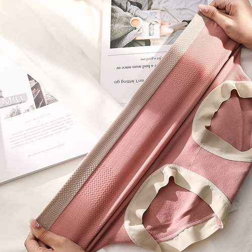 New high-waist women's pure cotton underwear, tummy control and hip lifting, plus size fat MM graphene pure cotton crotch sexy briefs