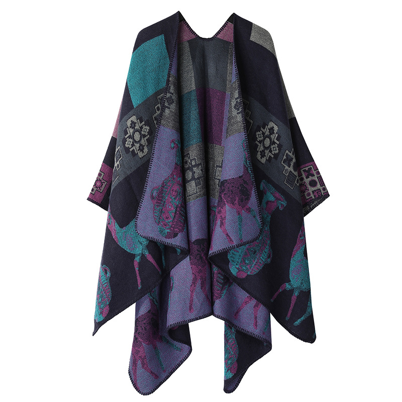 Sciarpa scialle donna con nappe mantella calda da viaggio_voghion.com