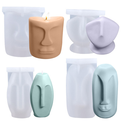 5pcs DIY handmade abstract face candle silicone mould Minimalistic abstract portrait Aromatherapy plaster mold