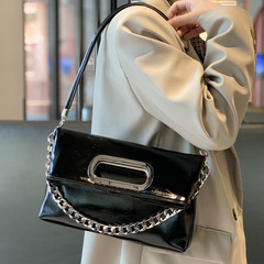 高級感托特包包女2024新款小眾設計可摺疊褶皺鏈條單肩斜挎包潮