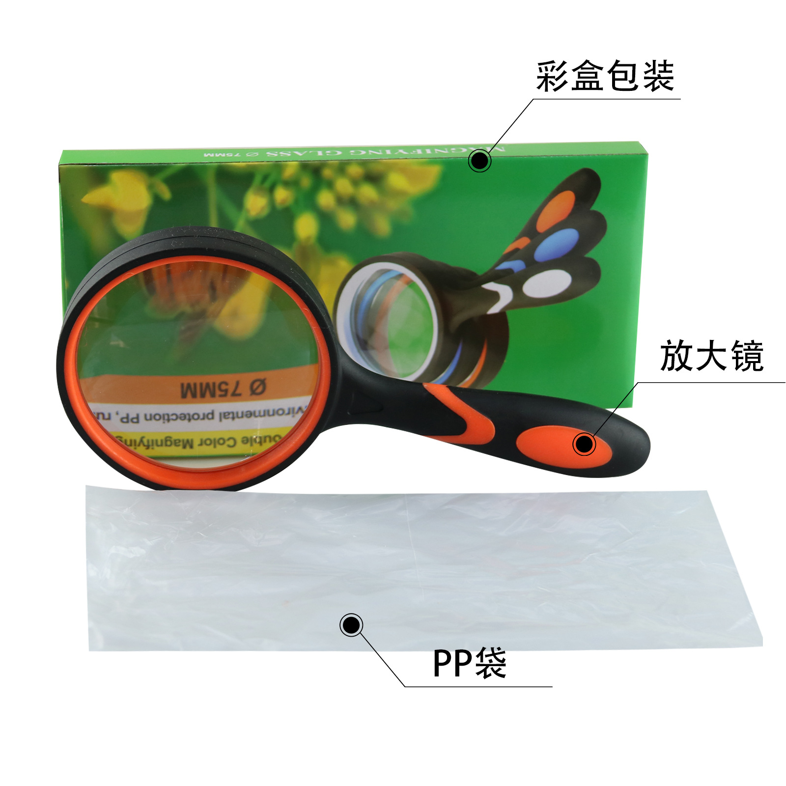 rubber two-color magnifying glass for elderly