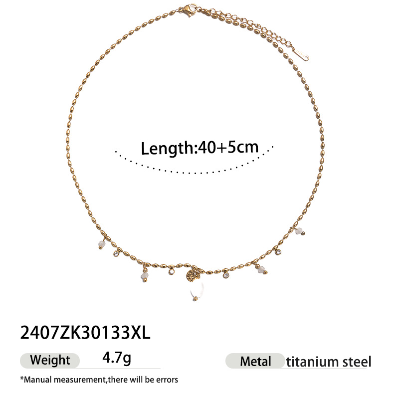Collar de acero inoxidable de la UE y los Estados Unidos, lujo ligero, nicho universal, moda, amor, collar de perlas, joyería no desvanecida para mujeres