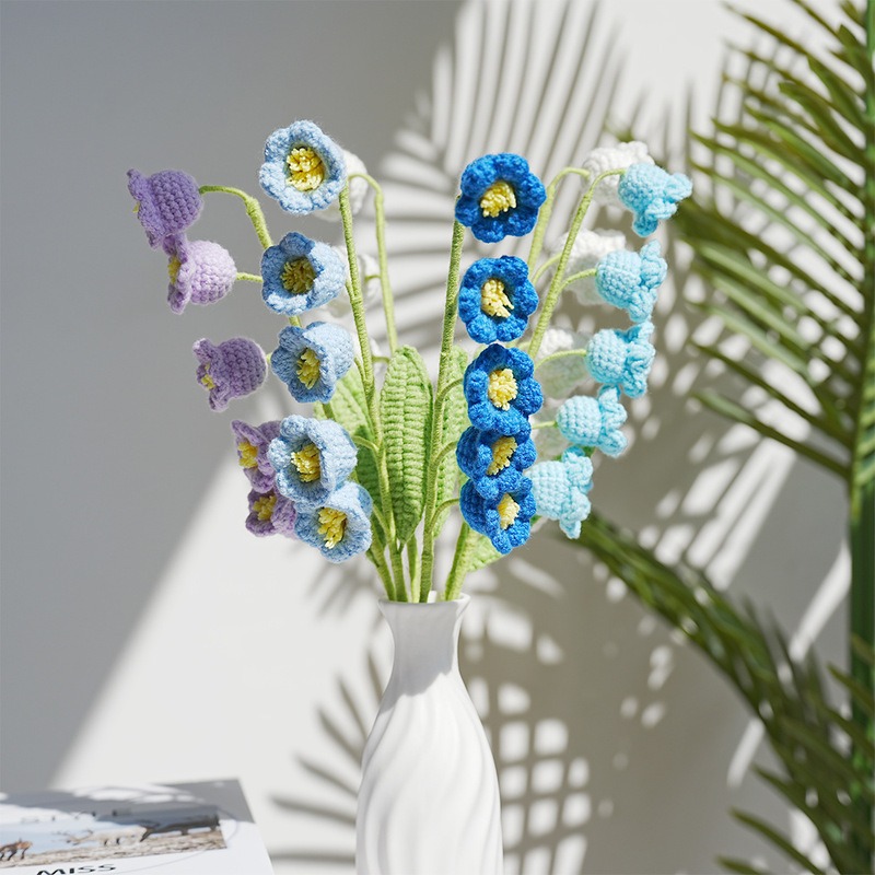 スズランの花束完成品手編みニットウール5頭造花バレンタインデー造花ガールフレンドインオーナメント用|undefined