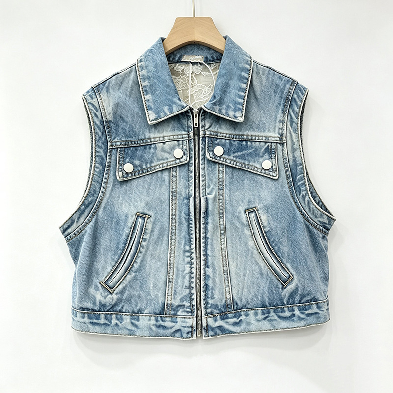 industria pesada diamante chaqueta de vaquín corto para mujeres primavera 2026 nuevo suelto delgado retrógrado sin mangas clip image 6