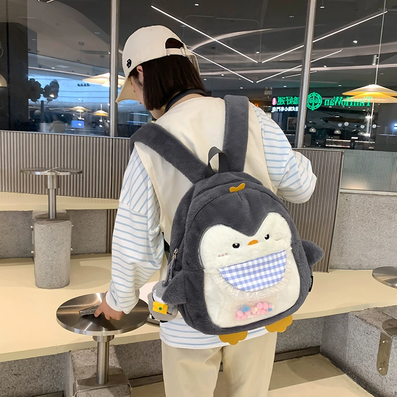 Japanese cute backpack, cartoon bag, doll for elementary school students, pinguin, physics