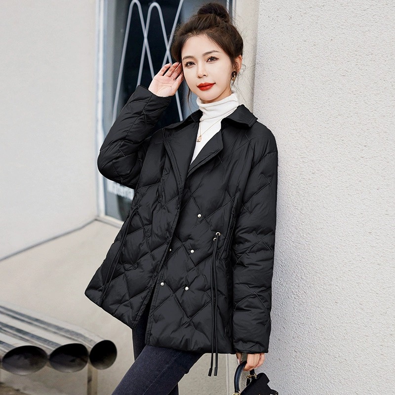 羽绒服女韩版轻薄款白鸭绒短款2023年秋季新款修身显瘦西装领外套