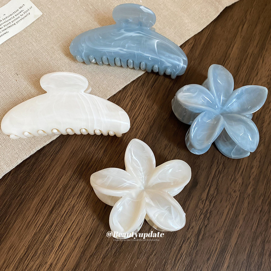 Pinza para el cabello de flores de doble cara plisada de acrílico 2025 nueva moda pinza de tiburón fresca accesorios para el cabello de alta calidad mujeres