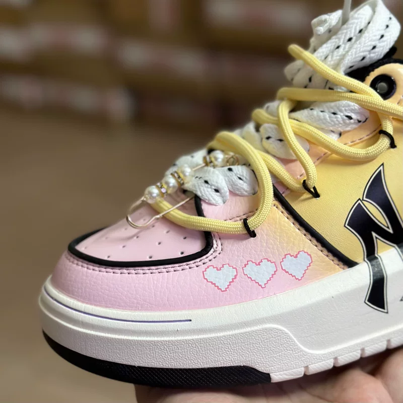 Footwear, shoelaces, quality sneakers platform, gradient