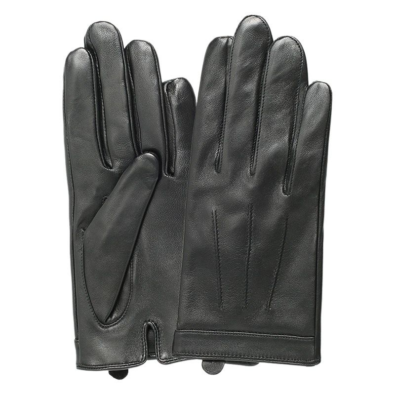Guantes de cuero genuino de los hombres otoño e invierno corto cálido a prueba de viento de conducción de la motocicleta delgada primera capa guantes de piel de oveja