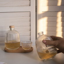 瓶容器甜酒小酒瓶条纹瓶玻璃瓶密封冷萃咖啡随手分装创意果酒，