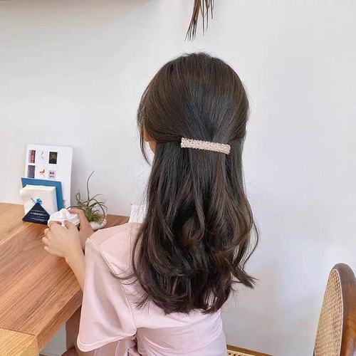 Crystal beaded hand-woven rice beads spring clip on the back of the head temperament hair clip hair iron new summer hair clip