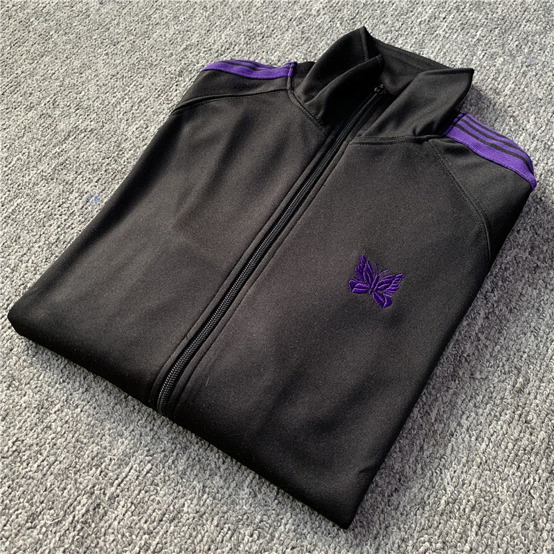 AGUJAS de PISTA de terciopelo bordado de la mariposa Japonés vintage cinta campus estilo de los hombres y las mujeres chaqueta de la chaqueta de deportes