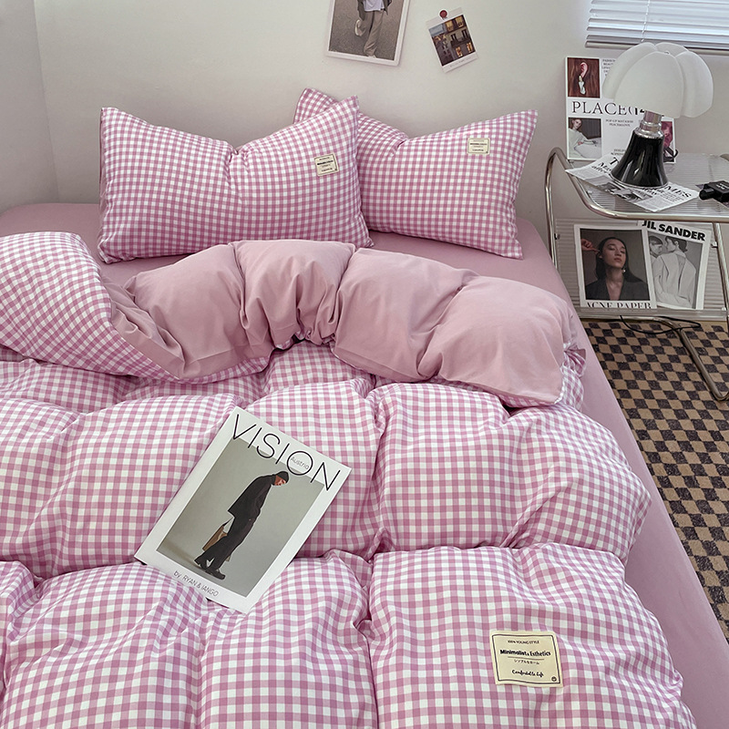 日本式水洗い綿純色四点セットシンプル無印風学生寮純綿三点セット純綿シーツ