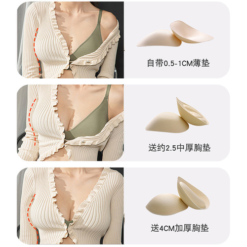1.0 Expanded Jelly Soft Support Bra Small Breasts Make Bigger Seamless Wireless Bra Women's Push-Up Thickened Bra