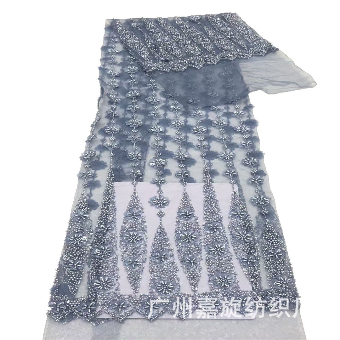 Nuevo láser estereoscópico de rayas simétricas bilaterales flores y perlas vestido de boda tela de ropa infantil 3D FLOR LACE