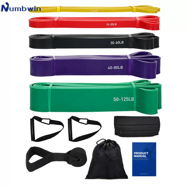 Numbwin Latex 2080 Tension Band Eleven-Piece Set 5 Resistance Band Handles Pull-Up Auxiliary Belt Set