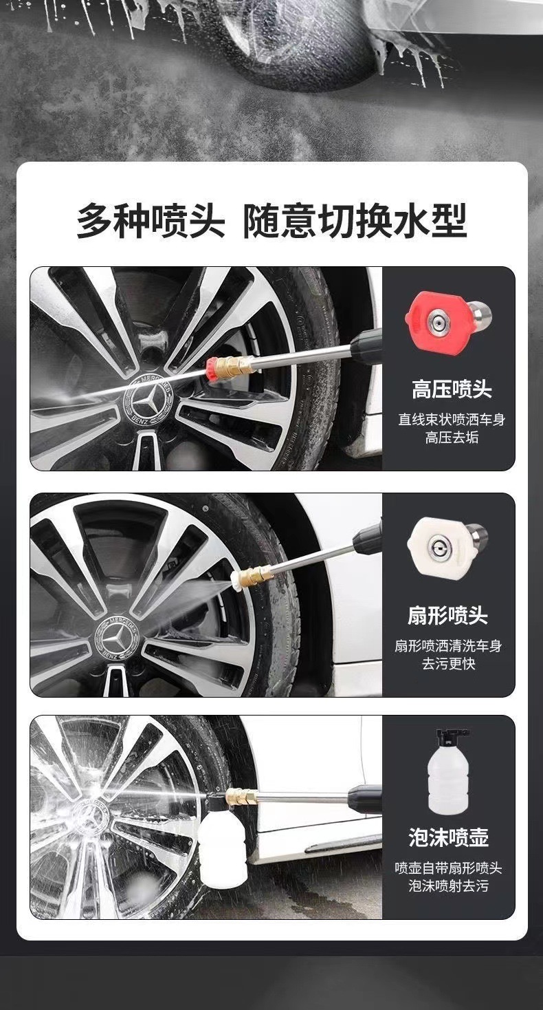 Wireless Car Wash High-Pressure Water Gun, Household Water Gun for Car Cleaning, High-Power Lithium Battery Powerful Water Gun, Pressure Boosting Device