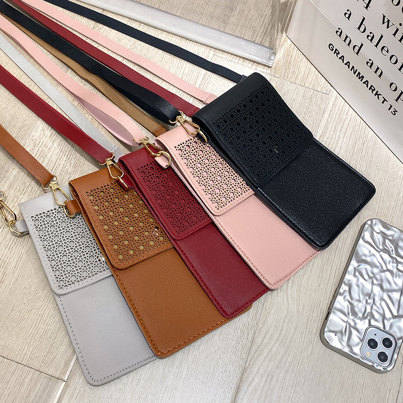 2023 Summer new women's bag simple touch screen mobile phone bag solid color vertical small square bag shoulder messenger bag wholesale
