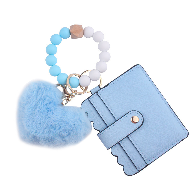 95g Weight Bag Charms Bag Accessories Type Keychain Classification Beaded, Silica Gel Material Bag, Heart Shape Pattern Korean Style Heart Shape Beaded Silica Gel Women's Keychain 6