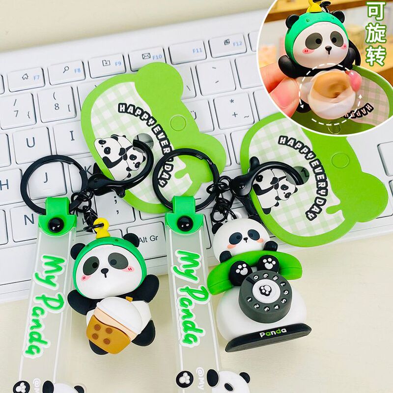 Cartoon Rotating Panda Souvenir Merchandise 2026 New Model Car Keychain Backpack Pendant Trendy Small Accessory