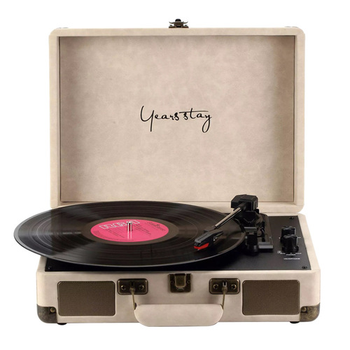 Source Wholesale Portable Record Player with Suitcase Design, Black Vinyl Record Machine, Retro Wireless Bluetooth Speaker