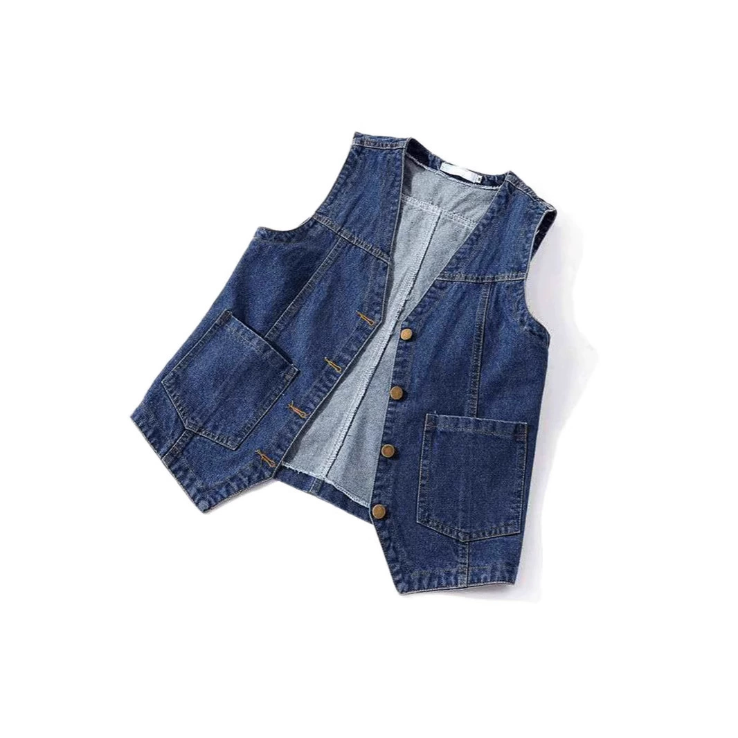 Summer denim short vest, jacket sleevless, oversize, Korean style