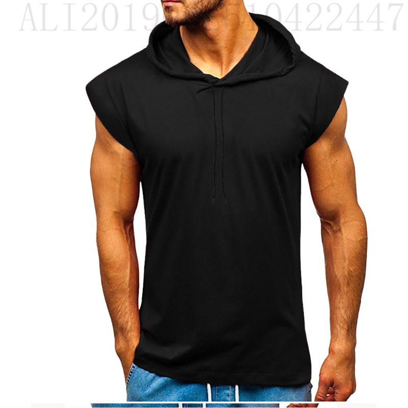 2021 nuevo AliExpress Amazon eBay hombres sin mangas Fitness deportes cordón con capucha chaleco Top hombres