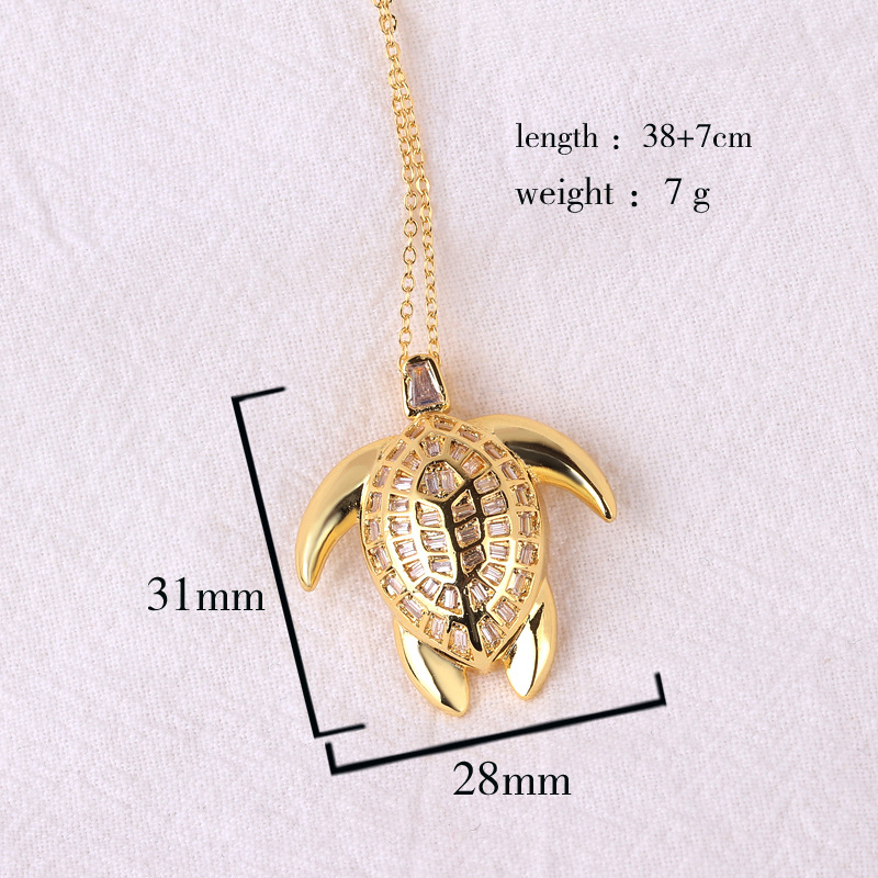 Fashion Tortoise Dragonfly Copper 18k Gold Plated Zircon Pendant Necklace In Bulk display picture 1