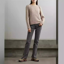 春夏新款欧美 RAG 同款毛边中腰微喇牛仔裤