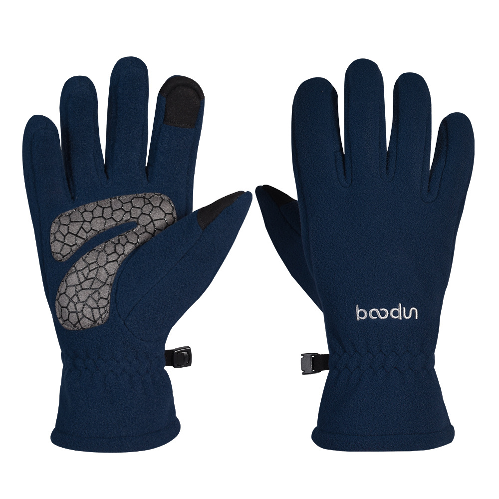 Gants de cyclisme d'extérieur Boodun 1218 à écran tactile, longs doigts, épais, en silicone, brodés, chauds, pour la conduite_voghion.com