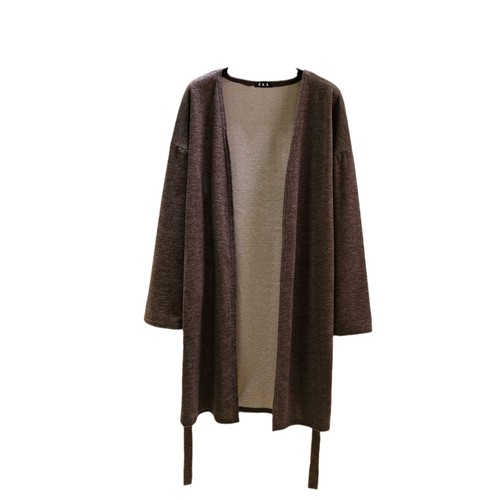 Women's Solid Color Long Sleeve Belted Robe for Autumn/Winter Loose Overwear Medium Length Bath Robe Home Top