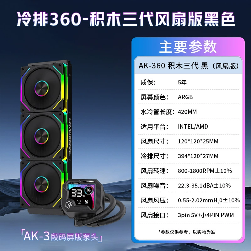 Снятый экран 360, радиатор CPU для компьютера, ARGB, интеллектуальный дисплей температуры, охлаждающий вентилятор для интегрированной системы водяного охлаждения
