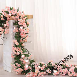 类晖仿真藤条塑料玫瑰花藤装饰假花婚庆空调管道缠绕遮挡藤蔓