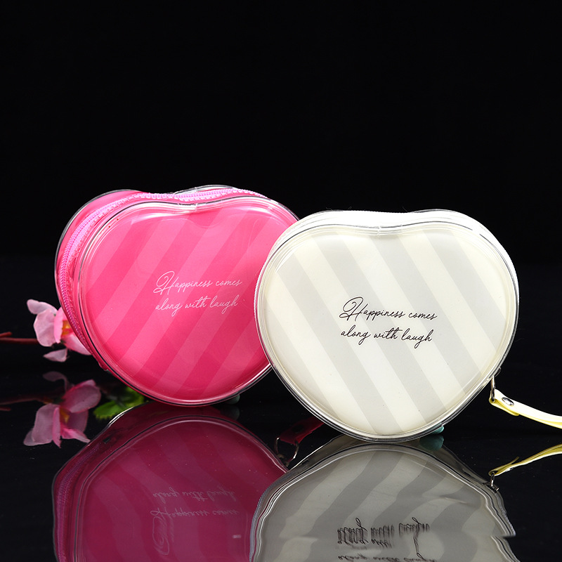 pvc透明化妆包便携旅行护肤品收纳袋文具拉链袋爱心立体塑料袋子