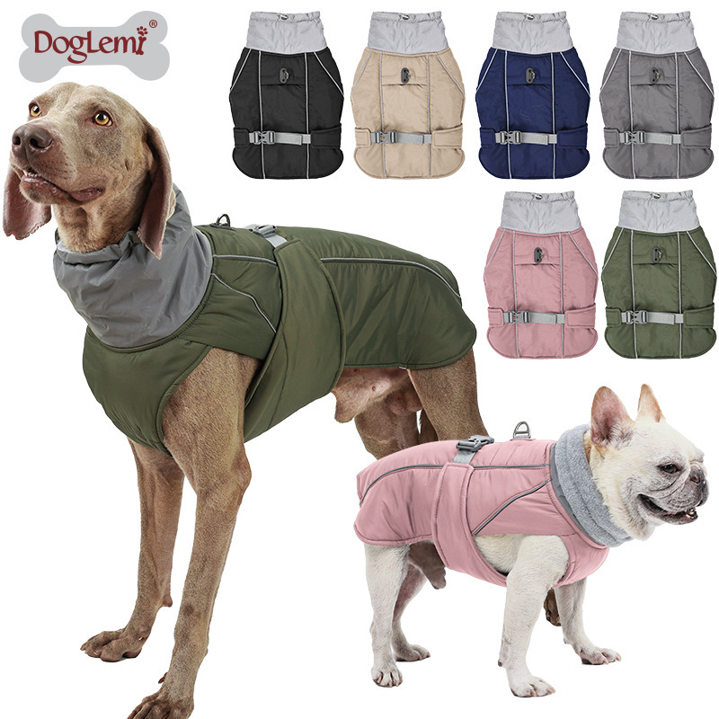 New Autumn and Winter Pet Dog Clothes Thickened Dog Cotton Clothes Outdoor Waterproof Dog Clothes Jacket Vest Pet Supplies