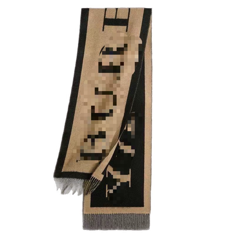 European and American British style unisex couple's two-tone double-sided letter-printed lamb wool, wool, and mink fur scarf