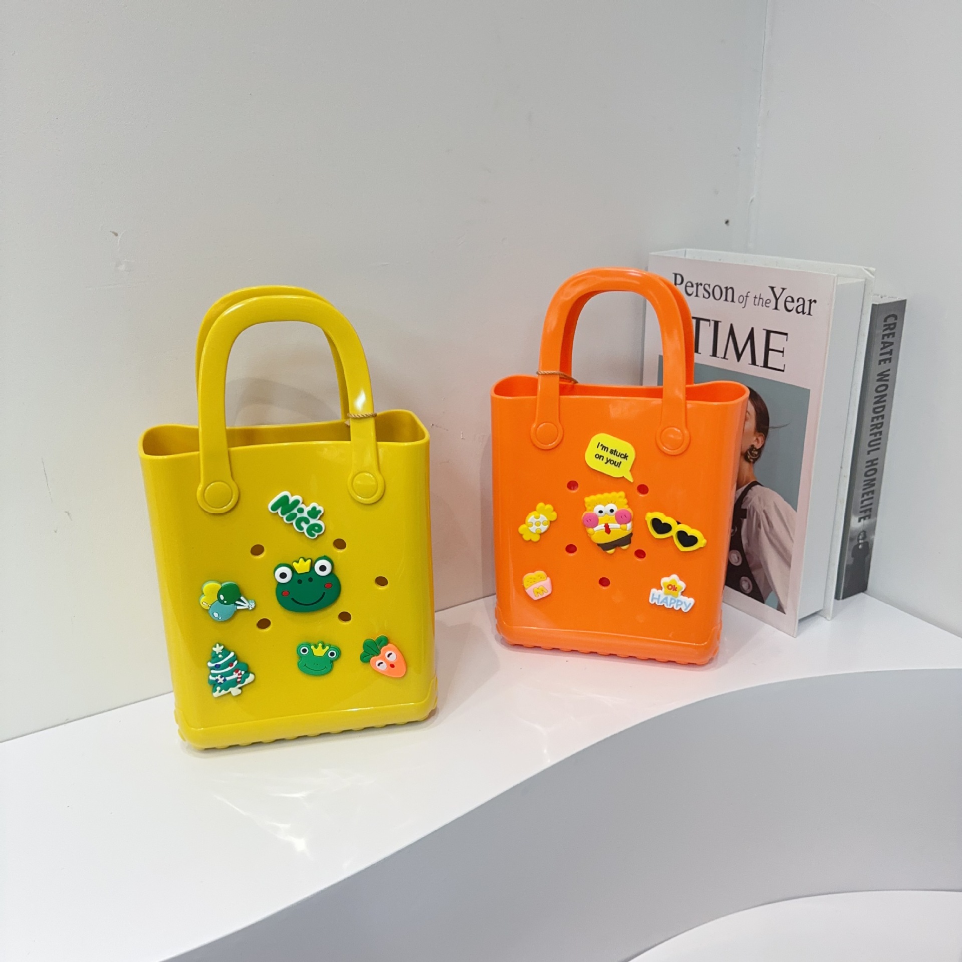 Jelly Bag 2025 New Cross-border DIY Hole Bag, Cartoon Doll, Children's Bag, Beach Baby, Toiletries and Vegetable basket bag undefined