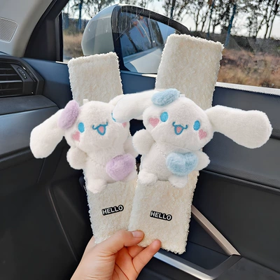 Car Interior Decoration Seat Belt – Seat belt shoulder pad - teddy-velvet-purple-blue-plush-doll-shoulder-pads-pair