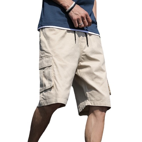 Workwear shorts for men, summer Korean style, trendy sporty casual short pants, brand-name loose five-pocket shorts for men
