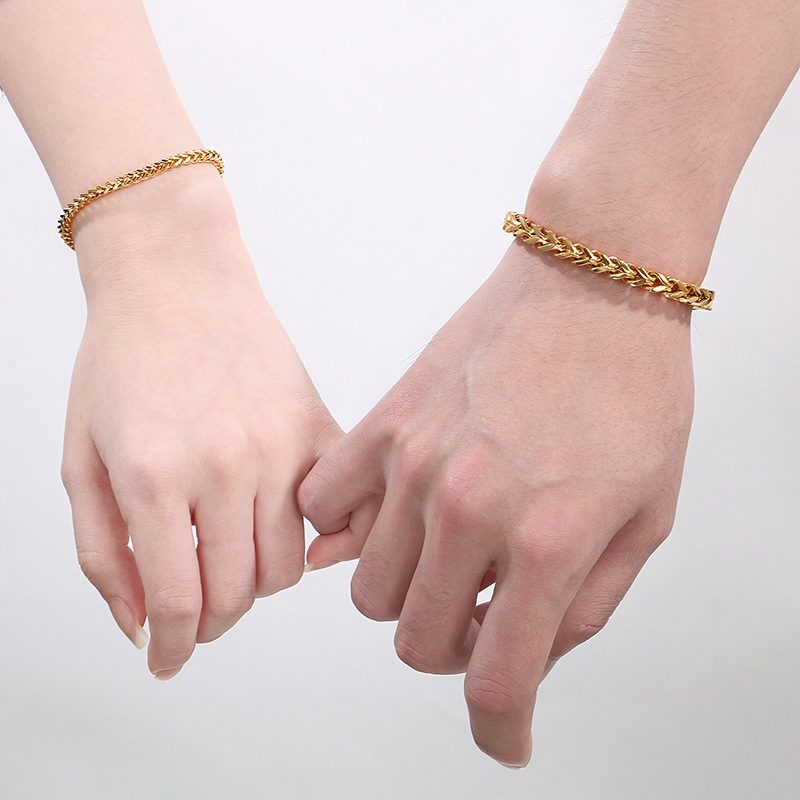 1 Piece Quantity Hip-Hop Vintage Style Geometric Titanium Steel Plating Men's Bracelets Men's Chain Bracelets