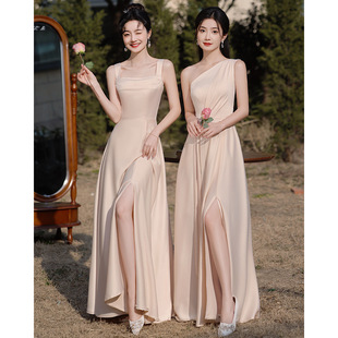 Bridesmaid Dress 2025 New Summer Champagne Color Sister Group Evening Dress Long Skirt Women's High-End Niche Can Be Worn Daily