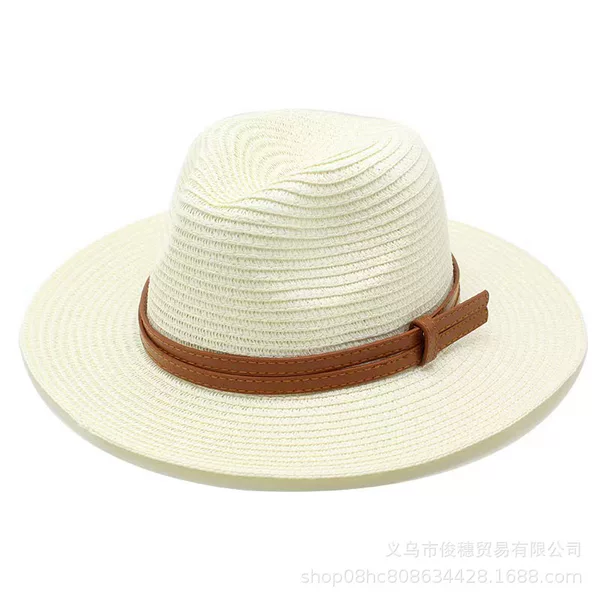 Amazon Straw Hat European and American Style Flat Brim Jazz Top Hat Men's and Women's All-match Panama Summer Travel Sunshade Hat